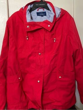 Red Hooded Utility Jacket for Women